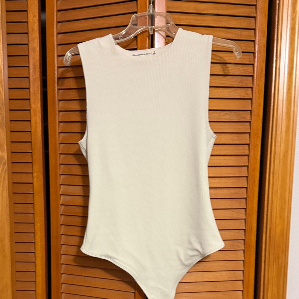 Abercrombie & Fitch Cream Sleeveless Bodysuit